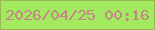 文字の大きさ：1、枠の色：98b652、背景の色：a3ea60、文字の色：c58488 無料ブログパーツのブログ時計