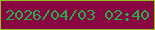 文字の大きさ：5、枠の色：98bc24、背景の色：880742、文字の色：2aab49 無料ブログパーツのブログ時計