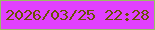 文字の大きさ：4、枠の色：98c064、背景の色：e141fe、文字の色：6a5203 無料ブログパーツのブログ時計