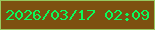 文字の大きさ：4、枠の色：98c85e、背景の色：7d5010、文字の色：0afc5b 無料ブログパーツのブログ時計