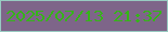 文字の大きさ：4、枠の色：98cac1、背景の色：7e6589、文字の色：35b518 無料ブログパーツのブログ時計