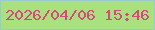文字の大きさ：4、枠の色：98cbcd、背景の色：a9e17f、文字の色：d44a7d 無料ブログパーツのブログ時計