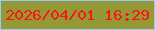 文字の大きさ：3、枠の色：98cbf9、背景の色：949935、文字の色：fd1514 無料ブログパーツのブログ時計