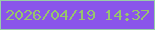 文字の大きさ：5、枠の色：98cea8、背景の色：8a55ea、文字の色：97c56d 無料ブログパーツのブログ時計