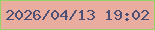 文字の大きさ：2、枠の色：98d168、背景の色：e9ad9f、文字の色：4c5075 無料ブログパーツのブログ時計