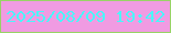 文字の大きさ：3、枠の色：98d366、背景の色：f09be2、文字の色：4bf6f9 無料ブログパーツのブログ時計