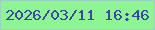 文字の大きさ：4、枠の色：98d3c4、背景の色：8ff493、文字の色：3a48a6 無料ブログパーツのブログ時計
