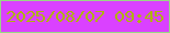 文字の大きさ：1、枠の色：98d686、背景の色：da41ff、文字の色：aeb30d 無料ブログパーツのブログ時計