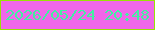 文字の大きさ：3、枠の色：98e205、背景の色：f067e9、文字の色：42efa2 無料ブログパーツのブログ時計