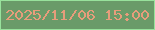 文字の大きさ：5、枠の色：98e29c、背景の色：6a9b69、文字の色：e69d7b 無料ブログパーツのブログ時計