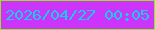 文字の大きさ：3、枠の色：98e422、背景の色：cb34f9、文字の色：15cdec 無料ブログパーツのブログ時計