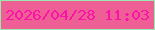 文字の大きさ：4、枠の色：98eaae、背景の色：ed5f95、文字の色：fa13a7 無料ブログパーツのブログ時計