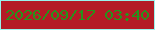 文字の大きさ：5、枠の色：98f4ed、背景の色：b41b26、文字の色：26931b 無料ブログパーツのブログ時計