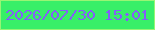 文字の大きさ：3、枠の色：98f574、背景の色：38ef68、文字の色：845ef8 無料ブログパーツのブログ時計