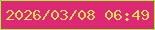 文字の大きさ：3、枠の色：98f836、背景の色：df2875、文字の色：dfdf54 無料ブログパーツのブログ時計
