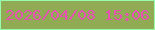 文字の大きさ：4、枠の色：98fdac、背景の色：90ab53、文字の色：e652b1 無料ブログパーツのブログ時計