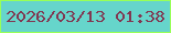 文字の大きさ：1、枠の色：98ff58、背景の色：66d5cb、文字の色：813852 無料ブログパーツのブログ時計