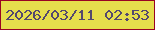 文字の大きさ：1、枠の色：990323、背景の色：e6de4c、文字の色：53486e 無料ブログパーツのブログ時計