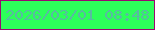 文字の大きさ：1、枠の色：990870、背景の色：2cff5a、文字の色：58bba1 無料ブログパーツのブログ時計
