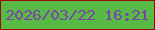 文字の大きさ：3、枠の色：990a02、背景の色：58b944、文字の色：7a42ac 無料ブログパーツのブログ時計