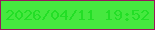 文字の大きさ：4、枠の色：99165d、背景の色：46e83f、文字の色：23de26 無料ブログパーツのブログ時計