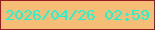 文字の大きさ：2、枠の色：991c21、背景の色：f6bd77、文字の色：14f9d9 無料ブログパーツのブログ時計