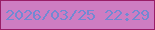 文字の大きさ：2、枠の色：991d67、背景の色：ce7dc2、文字の色：7289d2 無料ブログパーツのブログ時計