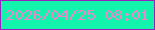 文字の大きさ：3、枠の色：9921bb、背景の色：12f4ab、文字の色：ee84cd 無料ブログパーツのブログ時計