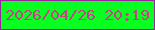 文字の大きさ：1、枠の色：99259e、背景の色：09fe22、文字の色：c34384 無料ブログパーツのブログ時計