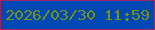 文字の大きさ：3、枠の色：992864、背景の色：0048b3、文字の色：779213 無料ブログパーツのブログ時計