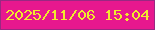 文字の大きさ：5、枠の色：992882、背景の色：e7188e、文字の色：f1ea2d 無料ブログパーツのブログ時計
