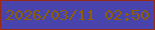 文字の大きさ：2、枠の色：992a18、背景の色：4944ac、文字の色：8e5e05 無料ブログパーツのブログ時計
