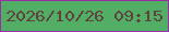 文字の大きさ：5、枠の色：992ea8、背景の色：52ae64、文字の色：5f423f 無料ブログパーツのブログ時計