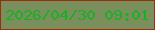 文字の大きさ：3、枠の色：992f0a、背景の色：7b8f5c、文字の色：19af27 無料ブログパーツのブログ時計