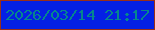 文字の大きさ：3、枠の色：992f18、背景の色：0420e4、文字の色：05868d 無料ブログパーツのブログ時計