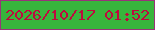 文字の大きさ：2、枠の色：993379、背景の色：38b53c、文字の色：be0a3e 無料ブログパーツのブログ時計
