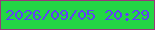 文字の大きさ：3、枠の色：99387a、背景の色：24d645、文字の色：603ef8 無料ブログパーツのブログ時計