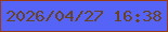 文字の大きさ：2、枠の色：993c11、背景の色：5564f7、文字の色：674225 無料ブログパーツのブログ時計