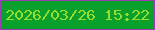文字の大きさ：5、枠の色：993db0、背景の色：09a12b、文字の色：97dd30 無料ブログパーツのブログ時計
