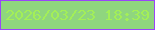 文字の大きさ：2、枠の色：9946f8、背景の色：8fd67e、文字の色：a3ef57 無料ブログパーツのブログ時計