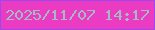 文字の大きさ：2、枠の色：9949ed、背景の色：eb3bc3、文字の色：a4bbc1 無料ブログパーツのブログ時計