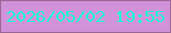 文字の大きさ：1、枠の色：996898、背景の色：d292d9、文字の色：1cfed4 無料ブログパーツのブログ時計