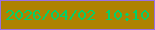 文字の大きさ：5、枠の色：996fe6、背景の色：ae8201、文字の色：03d069 無料ブログパーツのブログ時計