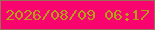 文字の大きさ：4、枠の色：997055、背景の色：f9046e、文字の色：b69d17 無料ブログパーツのブログ時計