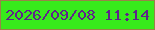 文字の大きさ：1、枠の色：998248、背景の色：37ea1b、文字の色：5f238a 無料ブログパーツのブログ時計