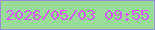 文字の大きさ：3、枠の色：998dd4、背景の色：99dc99、文字の色：d35cff 無料ブログパーツのブログ時計