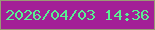 文字の大きさ：2、枠の色：999a75、背景の色：a31f97、文字の色：59f192 無料ブログパーツのブログ時計