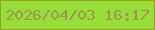 文字の大きさ：2、枠の色：99a123、背景の色：97de39、文字の色：a4924d 無料ブログパーツのブログ時計