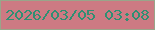 文字の大きさ：4、枠の色：99a58a、背景の色：cd7a83、文字の色：2f8f73 無料ブログパーツのブログ時計
