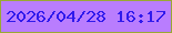 文字の大きさ：5、枠の色：99a934、背景の色：b97dfe、文字の色：301aec 無料ブログパーツのブログ時計